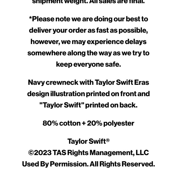 Taylor Swift Eras Navy Crewneck - Picture 5 of 7